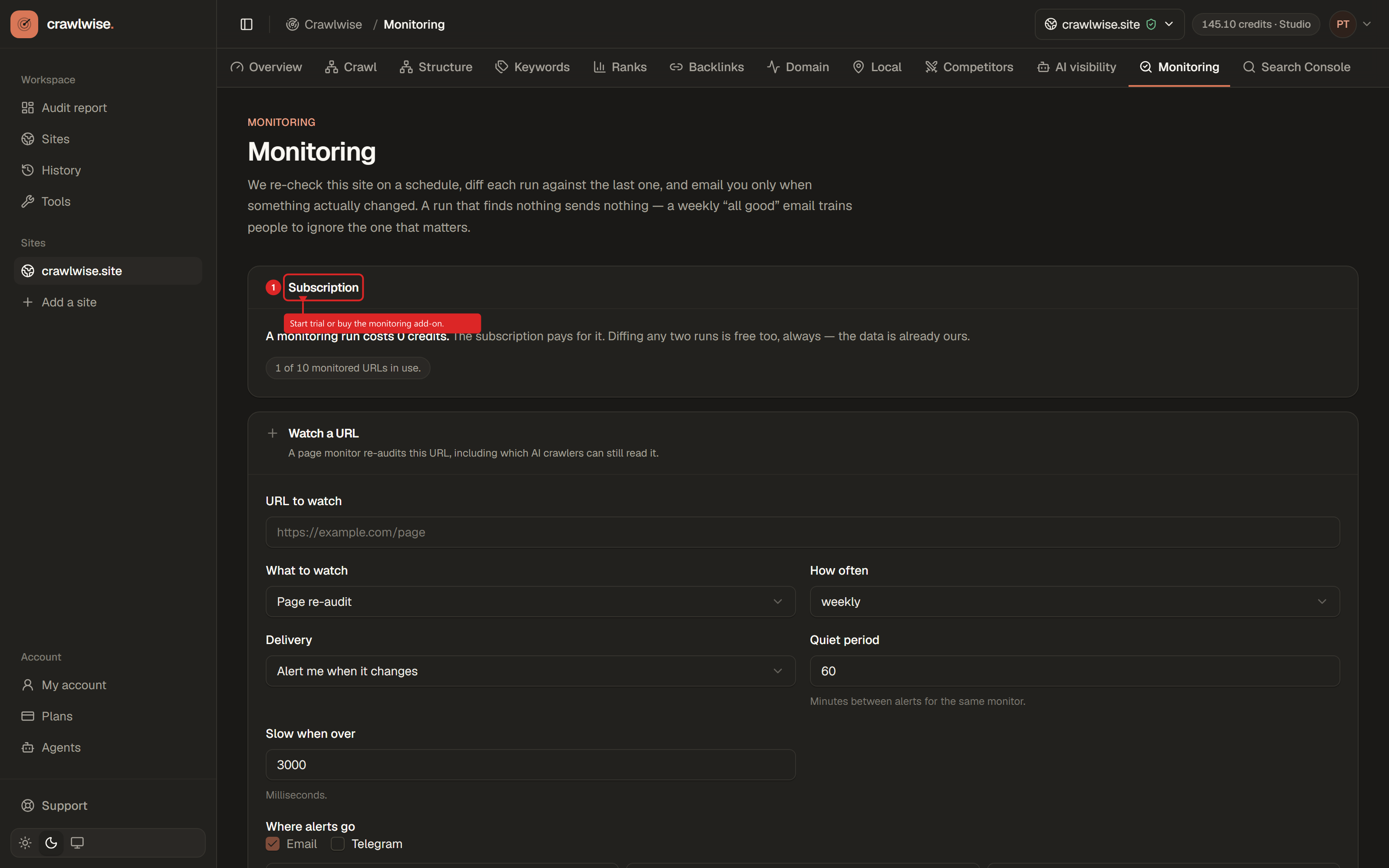 Step 3: Turn on subscription